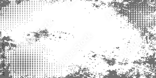 Abstract black grunge background featuring a vintage ink splash texture and dark paint splatter border design element with a dirty paper pattern for an old silhouette art illustration