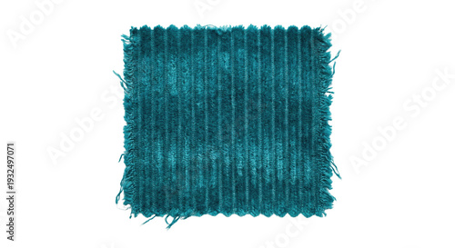 Canvastavla Square teal corduroy fabric patch on transparent background