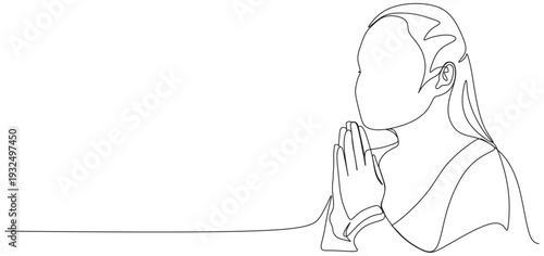 Continuous line vector design of a woman praying eps  3