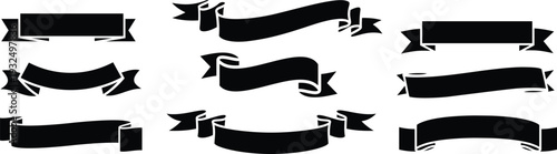 Black ribbon big vector set. Ribbons banner collection. isolated on a white background. A decorative element for project design, presentation, etc
