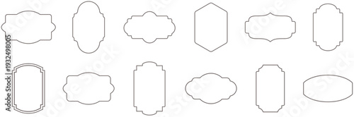 Ornamental label frames. Old ornate labels, decorative vintage frame and retro badge. Royal wedding insignia, sale sticker or invitation card. Isolated vector symbols set