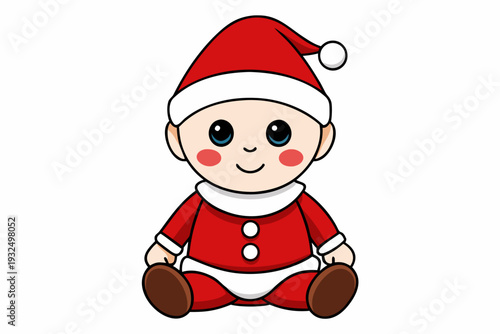  Christmas Baby Santa White Background