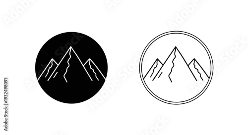 Minimal mountain icons set Vector