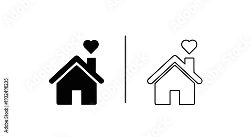 Home love icons contrast design Vector