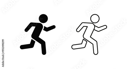 Running silhouette icons contrast Vector