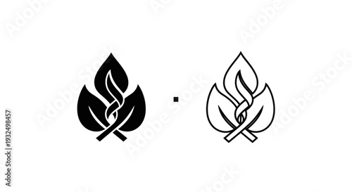 Minimalist campfire tree icons set Vector
