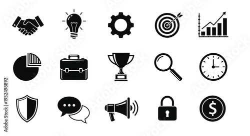 Business icons representing success growth and strategy a silhouette