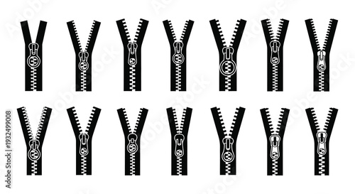 Repeating zipper patterns form a stylistic arrangement black silhouette