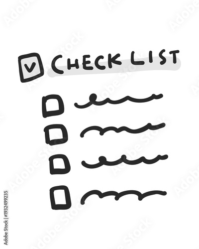 チェックリストのシンプルな手書き風のイラスト