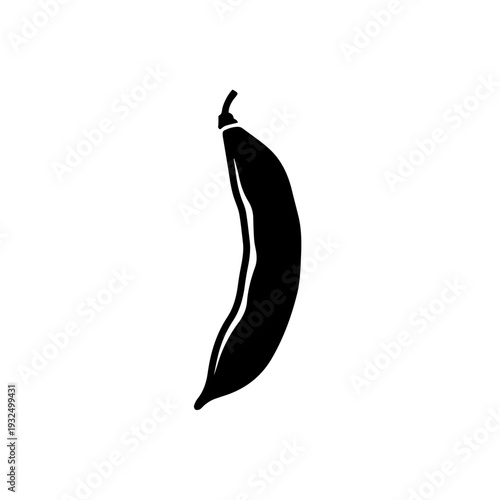 Simple black silhouette of a single banana with a slight curve