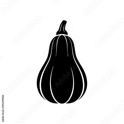 Black silhouette of a squash or gourd with a textured surface