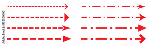 Long dash line arrow, curve horizontal dot direction path