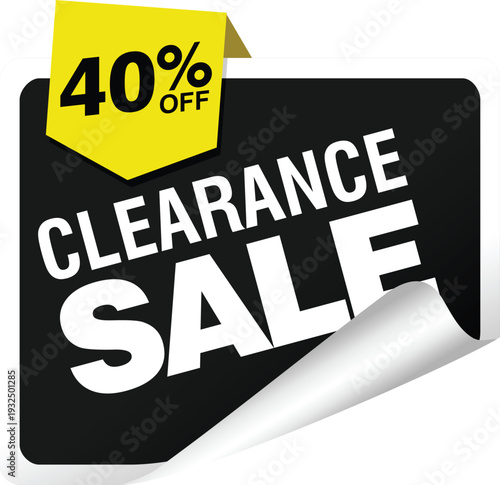 A clearance sale sign with a 40 percent discount