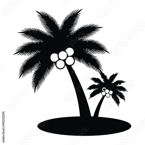 Collection of silhouette Tropical paradise with palm trees. arranged in different styles and sizes for tropical-themed design inspiration