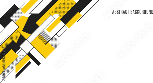 Abstract geometric background with diagonal yellow and black rectangles on a gray base.