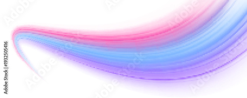 Vibrant multicolor motion line arcs rapidly, forming radiant luminous trails with fine spark details. High-speed digital accent.