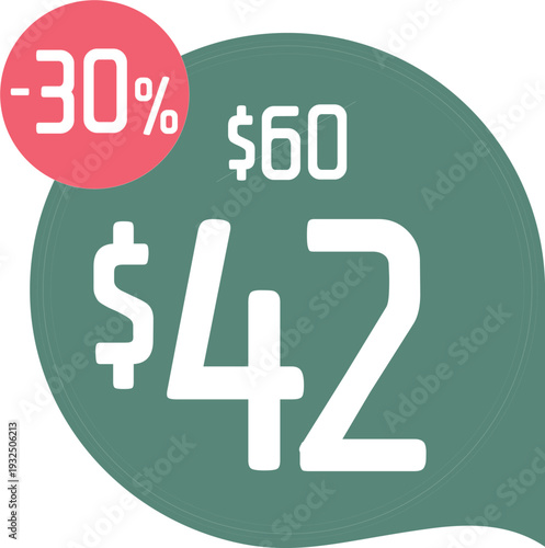 Discounted price label with thirty percent off