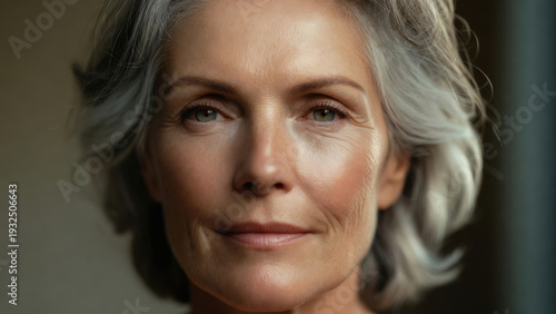 Wallpaper Mural Close-up portrait of a mature woman with elegant gray hair and kind eyes looking forward Torontodigital.ca