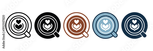 Latte art icon element representing coffee foam design, café culture symbol, espresso beverage concept, barista creativity