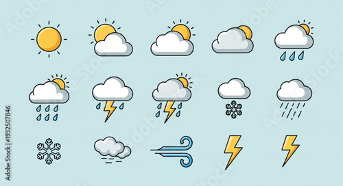Weather Icons - A Collection of Diverse Meteorological Symbols for Forecasts.