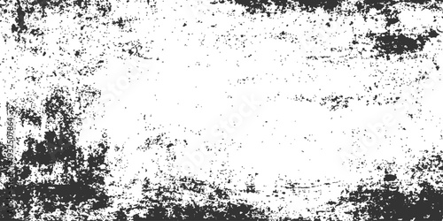 Vintage black ink splat and dark paint splash create an abstract grunge background pattern with a dirty vector texture and a stained paper border element