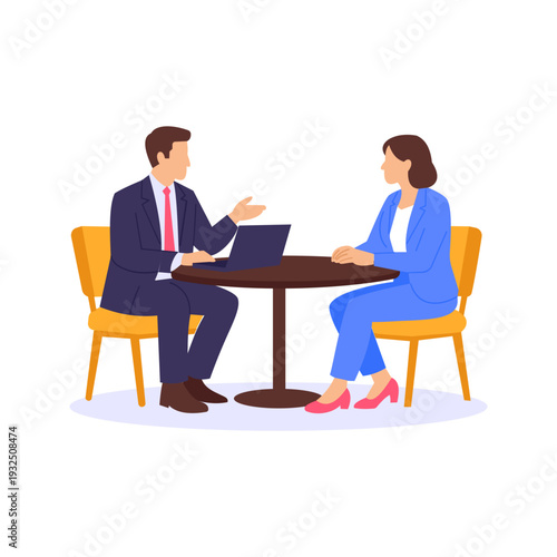 Negotiating Deal, Discussing terms to finalize property agreement, Flat vector character illustration