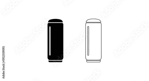 Set of 2 black and white soda can icons vector