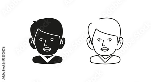 Minimalist portrait faces comparison Vector