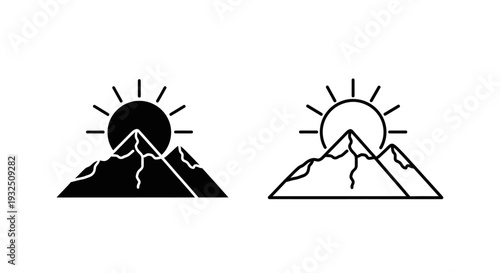 Sunrise over mountain peaks design Vector