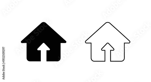 Modern house icons with arrow up Vector