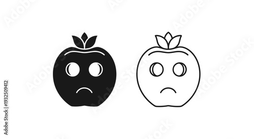 Sad emotive apple faces - vector Vector