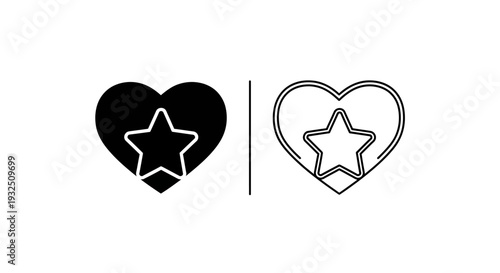 Minimalist love hearts with star Vector