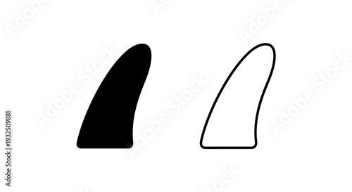 Black and outline surfboard fin vector icon set