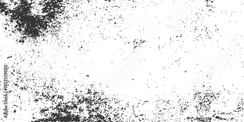 An abstract black ink splat grunge background featuring dark paint splashes and artistic water droplets with a dirty dust texture pattern