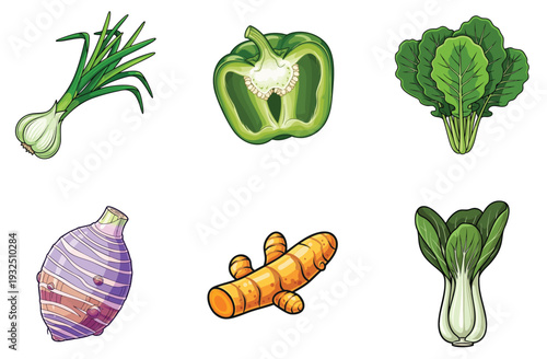 Lotus root slice illustration, cross section showing holes and texture, natural food ingredient, healthy vegetable, cartoon style, isolated on white background