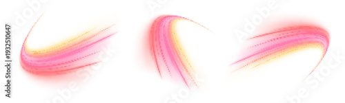 Rainbow-colored motion streak twists and curves, forming a radiant glowing trail. Perfect for futuristic high-speed visuals. PNG