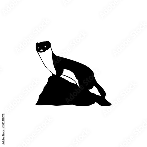 Stoat on a Rock (Minimalist Silhouette)