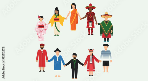 Diverse group of people from various cultures and ethnicities standing together in unity and solidarity