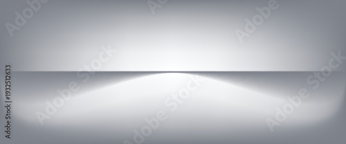 White grey studio room. Limbo light background. Abstract 3d gradient backdrop for product presentation. Minimal wall scene spotlight. Showcase, promotion display.