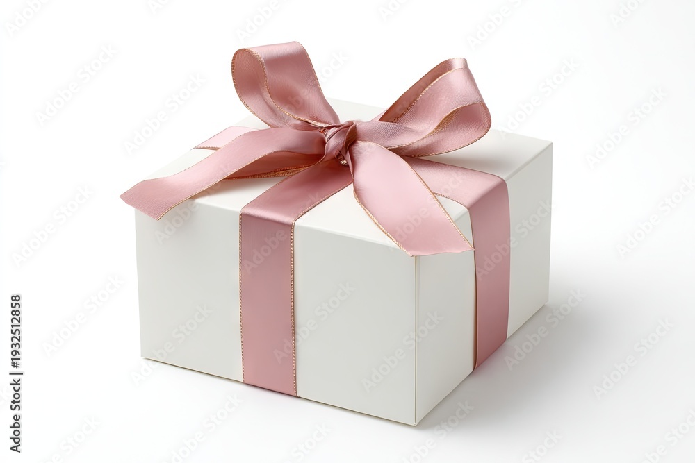 Obraz premium Cream gift box, pink ribbon bow