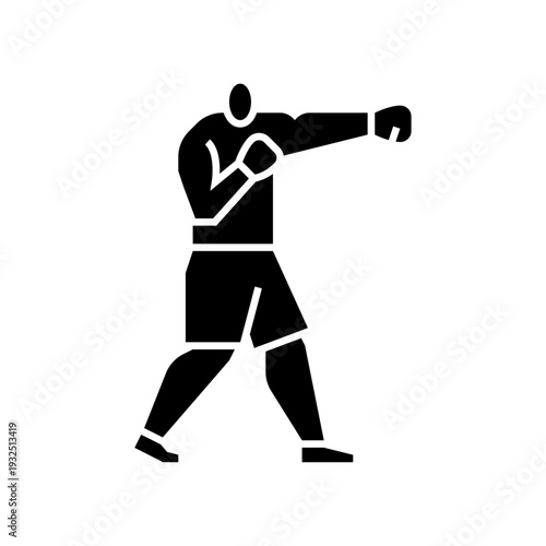 Boxing jab glyph icon. Boxing punch illustration.