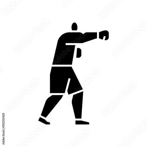cross punch, glyph icon. Boxing punch illustration.