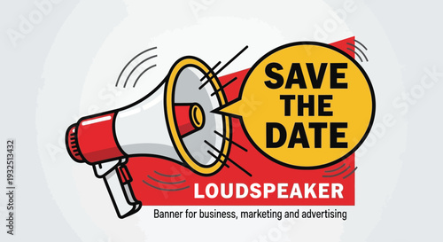 A vibrant illustration promoting a save the date announcement silhouette