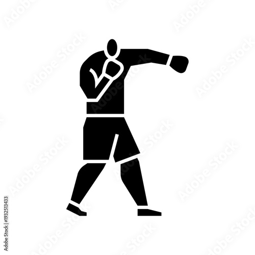 Hook punch glyph icon. Boxing punch illustration.
