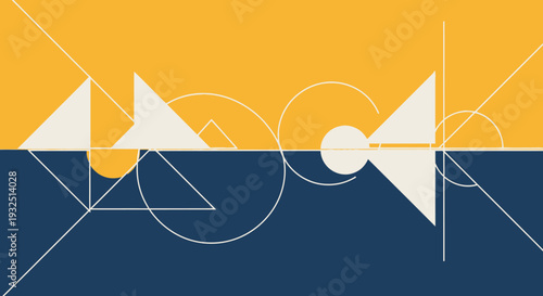 Abstract geometric shapes and lines create a modern art silhouette