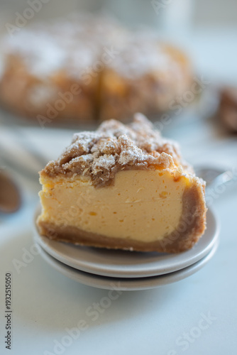 Wallpaper Mural piece of caramel cheesecake with cinnamon sticks Torontodigital.ca