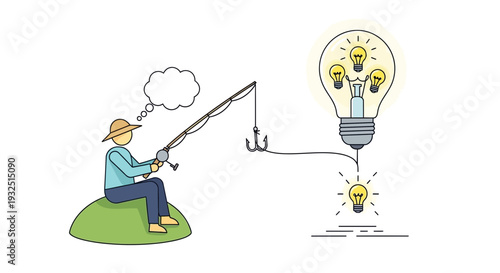 Fisherman Catches Ideas Lightbulbs from Giant Bulb