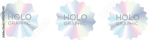 Three holographic earrings on a white background