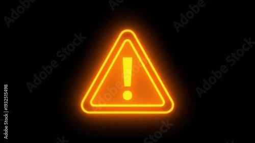 Blinking Yellow Warning symbol loop animation footage on black solid background. 2d 4K stock video