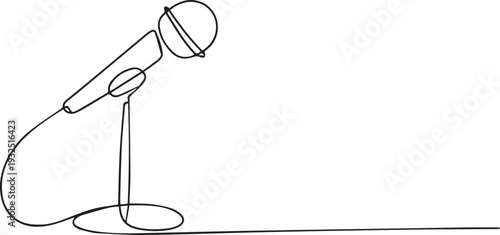 Minimal Line Art of Desktop Microphone